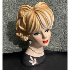 c1960s Napcoware C7473 Lady Head Vase Large With Foil Label